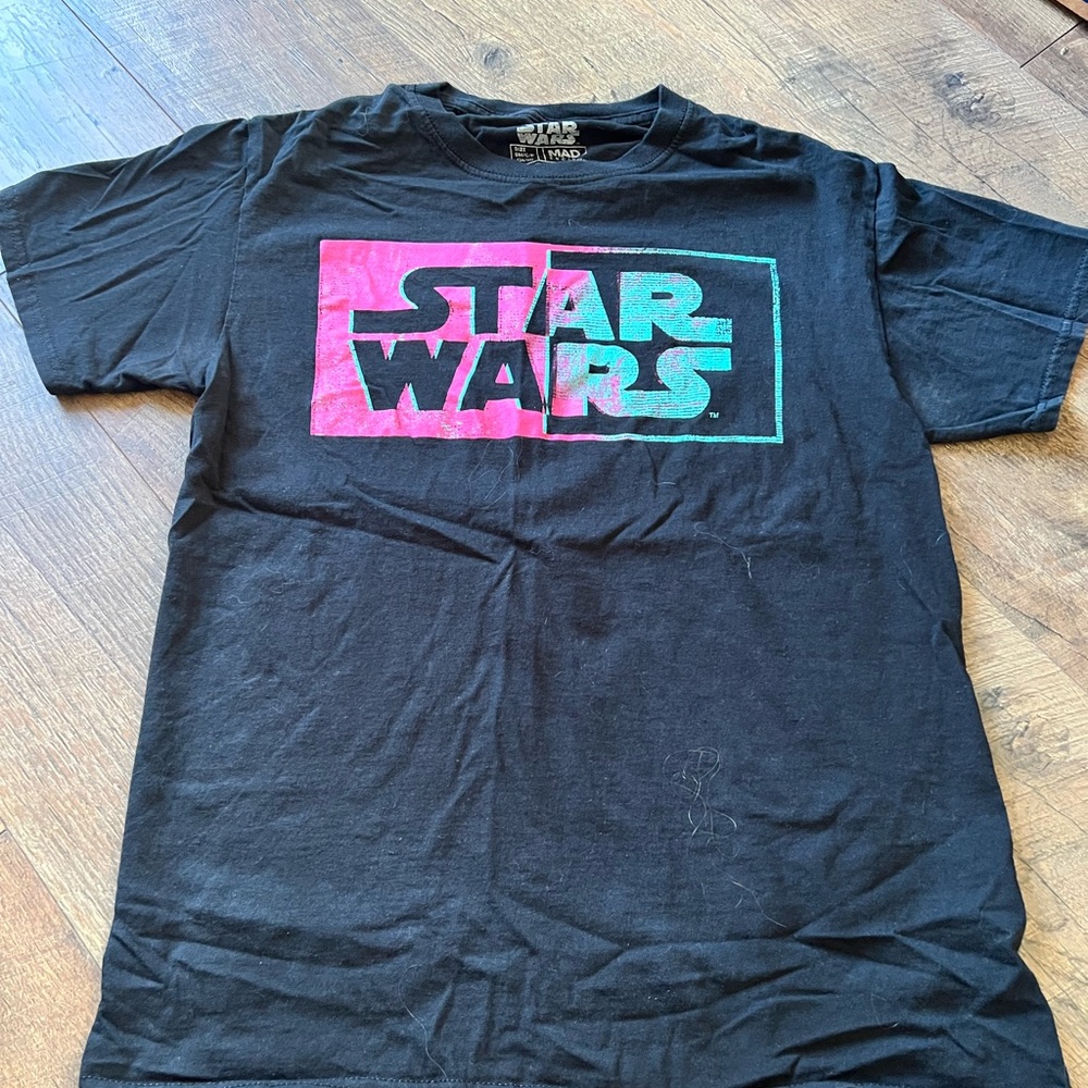 MAD Engine Star Wars Black Tee with Pink and Blue Design